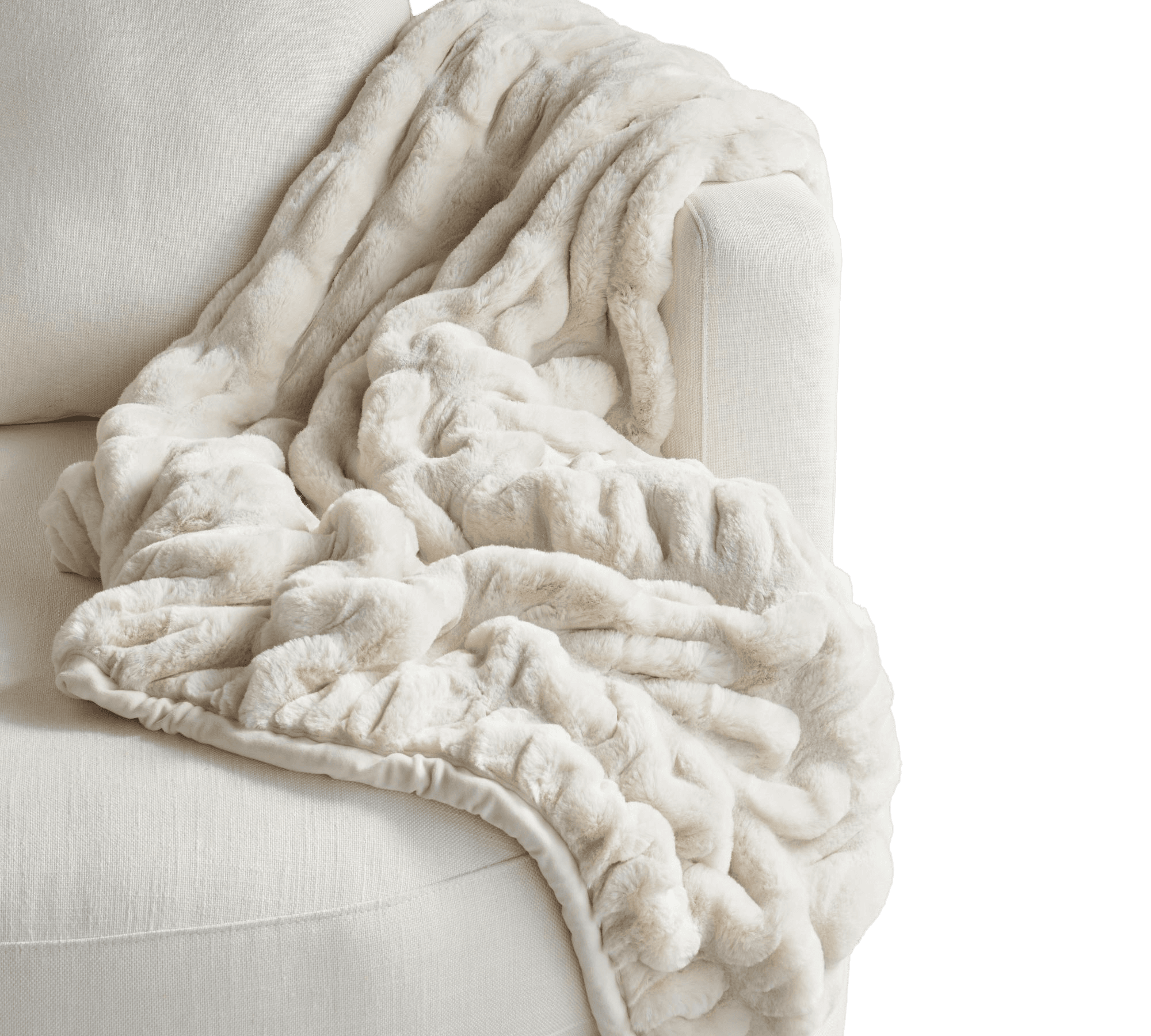 Faux Fur Ruched Throw