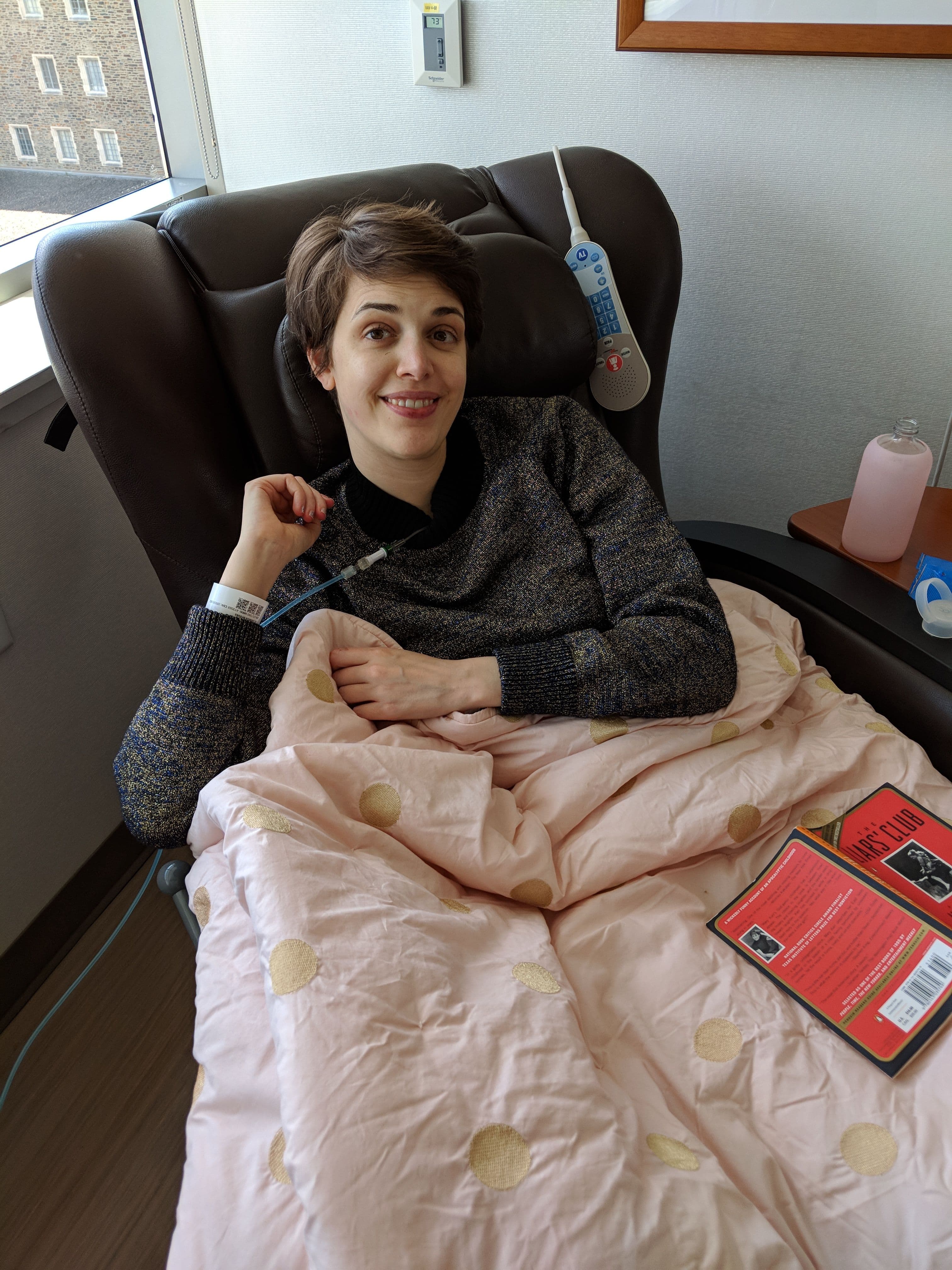 Brooks Bell getting a chemo infusion.