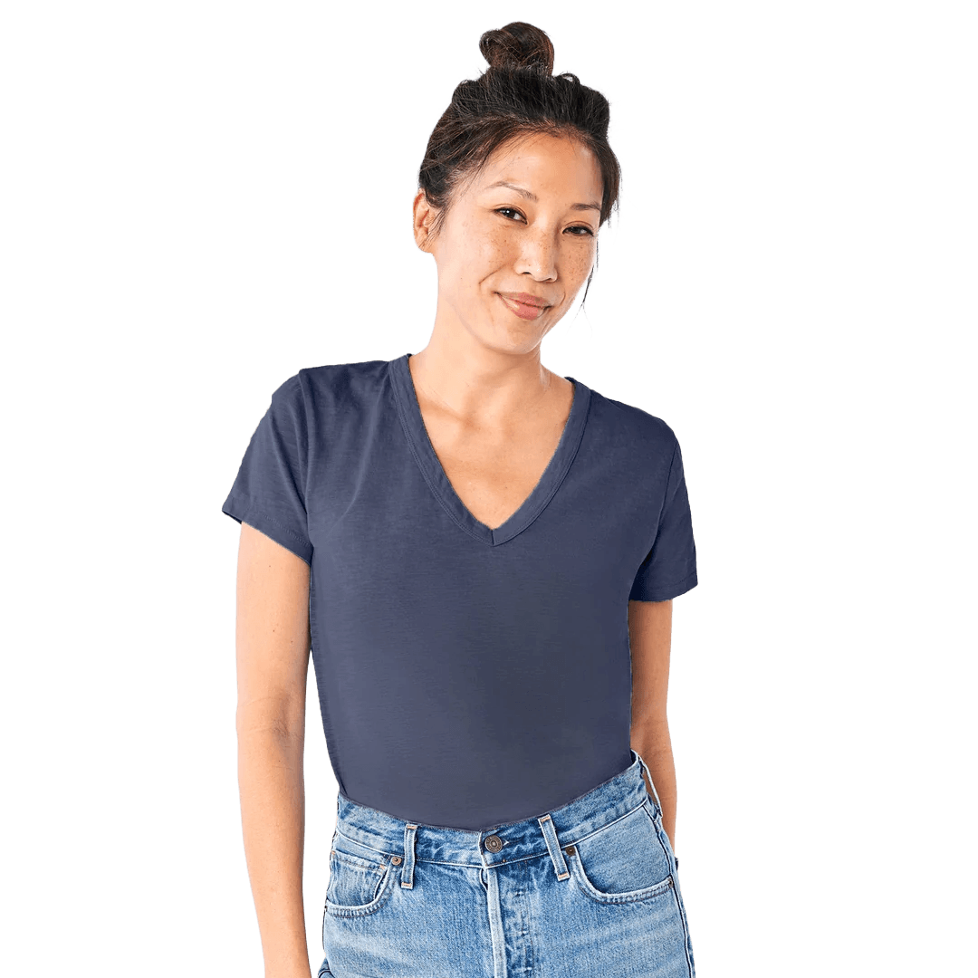 Adult Classic Slub V-Neck Tee - Media 2