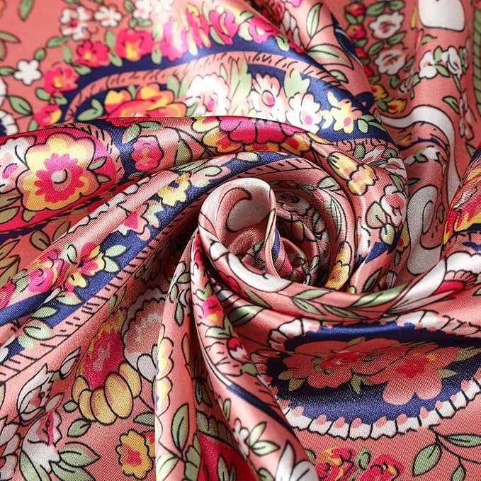 Satin Large Square Head Scarves - Media 2