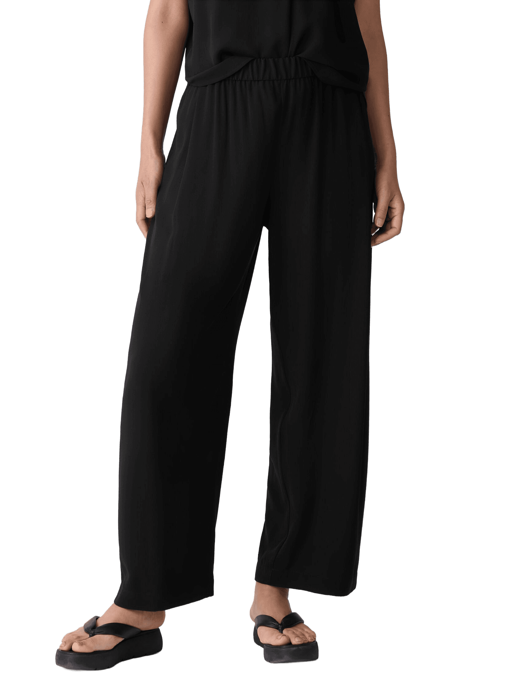 Silk Georgette Crepe Pleated Straight Pant
