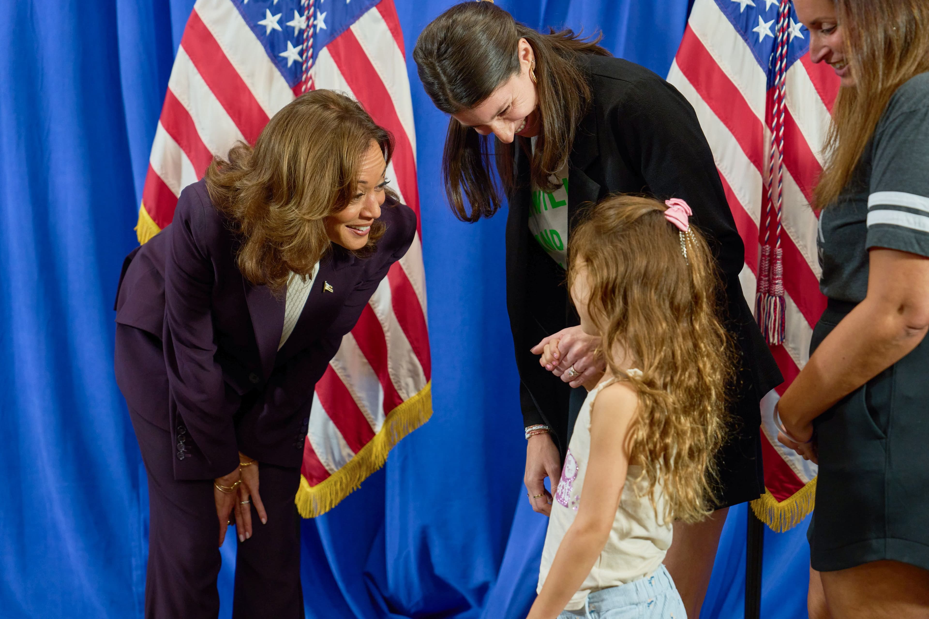 Abby and her daughter on the campaign trail for Vice President Kamala Harris.